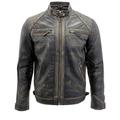 Infinity Men’s Vintage Black Leather Racing Biker Jacket 5XL