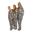 BIG FEET PAJAMA CO. Ugly Christmas Sweater Hoodie Plush Footed Pajamas Onesie w/Drop Seat White