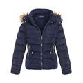 SS7 Women's Padded Winter Parka Jacket, Sizes 8 to 16 (UK - 10, Navy Fur)