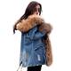 Roiii Women Ladies Fleece Lining Denim Coat Hooded Parka Winter Top Jacket Outwear 8-20 (12, Brown Blue)