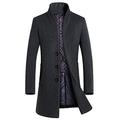 Vogstyle Men's Casual Slim Fit Woolen Coat Trenchcoats M Thick Grey