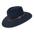 Borges & Scott B&S Premium Lewis - Wide Brim Fedora Hat - 100% Wool Felt - Water Resistant - Leather Band - Black 56