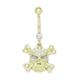 14ct Yellow Gold CZ 14 Gauge Dangling Skull Religious Faith Crossbones Body Jewelry Belly Ring Measures 35x18mm Jewelry Gifts for Women