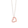 14ct Rose Gold Shiny Cable Link Chain With Spring Ring Clasp Open Love Heart Necklace Jewelry Gifts for Women - 46 Centimeters