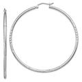 14ct White Gold Hollow Polished Hinged post Satin and Sparkle Cut 2mm Round Hoop Earrings Measures 52x52mm Jewelry Gifts for Women