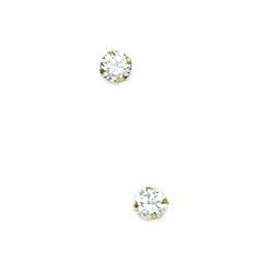 14ct Yellow Gold 2.5mm Round CZ Cubic Zirconia Simulated Diamond Light Prong Set Earrings Jewelry Gifts for Women