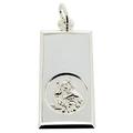 Solid 925 Sterling Silver Large St Christopher Ingot Pendant 30mm x 16mm With Optional 1.8mm Wide Diamond Cut Curb Chain In Gift Box (available in 16" to 40")