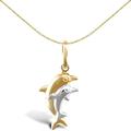 Jewelco London Ladies 9ct Yellow and White Gold Dolphin Pair Charm Pendant