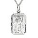 Solid 925 Sterling Silver 26mm x 18mm Rectangle Diamond Cut St Christopher Pendant Medal With Optional 1.4mm Wide Diamond Cut Curb Chain In Gift Box (available in 16" to 24")