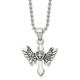 Stainless Steel Flat back Fancy Lobster Closure Polished and Religious Faith Cross With Angel Wings Necklace Measures 25mm Wide Jewelry Gifts for Women - 51 Centimeters