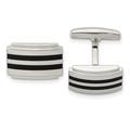Stainless Steel Polished Black Rubber Rectangle Cuff Links Measures 20mm Wide Jewelry Gifts for Men
