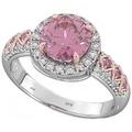 Ladies 925 Sterling Silver With Round Cut Created Pink Sapphire Wedding Engagement Ring J