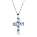 Franki Baker Pretty Blue Facetted Aquamarine Crystals Gemstone 925 Sterling Silver Cross Pendant Necklace Length: 50cm +5cm Extension