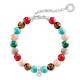 THOMAS SABO "Multicoloured Jasper/Tiger's Eye/Simulated Turquoise/Simulatedmalachite/Dyed Bamboo Coral Charm Bracelet of Length 18.5cm