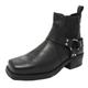 Gringos Mens Harley Biker Cowboy Ankle Harness Boots Leather Black Size 8