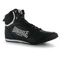 Lonsdale Kids Bout Jnr Boys Boxing Boots Lace Up Sport Shoes Trainers Footwear Black/White UK 6