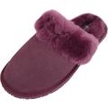 SNUGRUGS Womens Sheepskin Slipper Mule with Sheepskin Cuff and Lightweight Sole, Plum, 6 UK