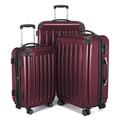 HAUPTSTADTKOFFER - Alex - Set of 3 Hard-side Luggages Trolley Suitces Expandable, TSA, (S, M & L), burgundy