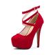 OCHENTA Women's Ankle Strap Platform Pump Party Dress High Heel (Beige Sole) Red Tag Size 45 - UK 9.5