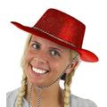 LARGE RED GLITTER COWBOY HAT FANCY DRESS ACCESSORY ST GEORGES DAY SAINT HEN NIGHTS & STAG NIGHTS (PACK OF 48)