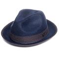 DASMARCA Summer Navy Crushable & Packable Straw Fedora Hat - Florence - M