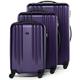 FERGÉ Luggage Set 3 Piece Hard Shell Travel Trolley Marseille Suitcase Set 4 Spinner Wheels Purple