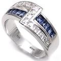 925 Sterling Silver Mens Created Blue Sapphire Unique Wedding Engagement Band Ring Z+1