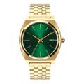 Nixon Time Teller Damennuhr Analog Quarz mit Edelstahl Armband Gold / Green Sunray