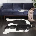 SAFAVIEH Leder Wohnzimmer, Esszimmer, Schlafzimmer - Cow Hide Collection, Kurzer Flor, Schwarz und weiß, 122 X 183 cm