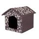 Hooded dog bed brown with flowers cat kennel/Bed S – XL (L 52X46 CM)