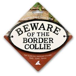 Magnet & Stahl BEWARE OF THE BORDER COLLIE Gusseisen oval Schild