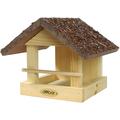 dobar 38120FSCe Vogelhaus klein aus Holz mit Rindendach, 20 x 22.5 x 18 cm