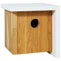 Luxus-Vogelhaus 46756e Designer Nistkasten für Vögel, aus Holz (Eiche, Massivholz), für Garten, Balkon, asymmetrisches Dach, Farbe: Weiß - Nisthilfe Vogelhaus