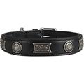 Knuffelwuff 13966-008 Lederhalsband Hund Hundehalsband Hamilton, XXL, 55-65 cm, schwarz