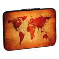 PEDEA Design Schutzhülle Notebook Tasche bis 17,3 Zoll (43,9cm), Brown Global Map