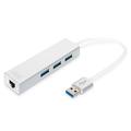 DIGITUS USB-Hub - 3 Ports - RJ45 Ethernet-Anschluss - Super-Speed USB 3.0 - 5 GBit/s - Gigabit LAN - Aluminium-Gehäuse