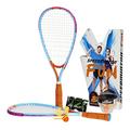 Speedminton 505586 FUN Set - Alternative zu Beachball/Federball inkl. 2 HELI Speeder für Strand, Park, Garten, HELLBLAU/ORANGE