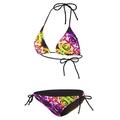 BECO Damen C-Cup Magical Mystery Trip Triangel-Bikini, schwarz/Bunt, 40