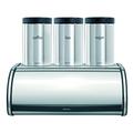 Brabantia 348266 Rollbrotkasten inklusiv 3 Vorratsdosen sugar, tea, coffee