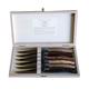 Laguiole Jean Dubost 98/13000 Tafelmesser, 6 Stück, verschiedene Holzarten
