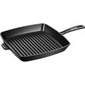 Staub 1202823 Amerikanische GrillPfanne, quadratisch 30 x 30 cm, 2 Ausgießer, mit mattschwarzer Emaillierung im Inneren der Pfanne, schwarz