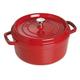 Staub 1101806 Cocotte/Bräter, rund mit Deckel 18 cm, 1,7 L, mit mattschwarzer Emaillierung im Inneren des Topfes, kirsche