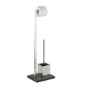 Wenko Stand WC-Garnitur Slate Rock, Stahl/Polyresin, Silber, 11 x 21 x 76 cm