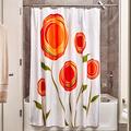 iDesign Marigold Duschvorhang | Designer Duschvorhang mit Ösen in der Größe 183,0 cm x 183,0 cm | mit kunstvollem Blumenmotiv l Polyester rot/orange