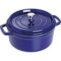 Staub 1102291 Cocotte/Bräter, rund mit Deckel 22 cm, 2,6 L, mit mattschwarzer Emaillierung im Inneren des Topfes, dunkelblau