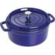 Staub 1102291 Cocotte/Bräter, rund mit Deckel 22 cm, 2,6 L, mit mattschwarzer Emaillierung im Inneren des Topfes, dunkelblau