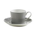 Maxwell & Williams S84004 Art Deco Tasse mit Untertasse, Kaffeetasse, Hahnentritt, in Geschenkbox, Porzellan