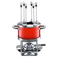 Silit Passion Red Fondue-Set 10-teilig Fondue für 6 Personen Silargan Edelstahl indktionsgeeignet spülmaschinengeeignet, Fonduetopf Spritzschutz Rechaud Brenner Fonduegabeln