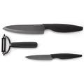 Tarrerias Bonjean 442870 Le Couteau du Chef Messerset mit 1 Steakmesser 10 cm und 1 Küchenmesser 13 cm, 1 Gemüseschäler, schwarze Keramikklinge, ergonomischer Soft-Touch-Griff