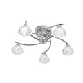 Oaks Lighting Jeo 5-Light Satin Chrome Ceiling Light complete with Clear Crystal Effect Glass Shades